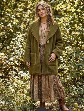 Upcycled Vtg Wool Army Blanket Coat XL-2X Vtg Bakelite Button Dont Throw It Out